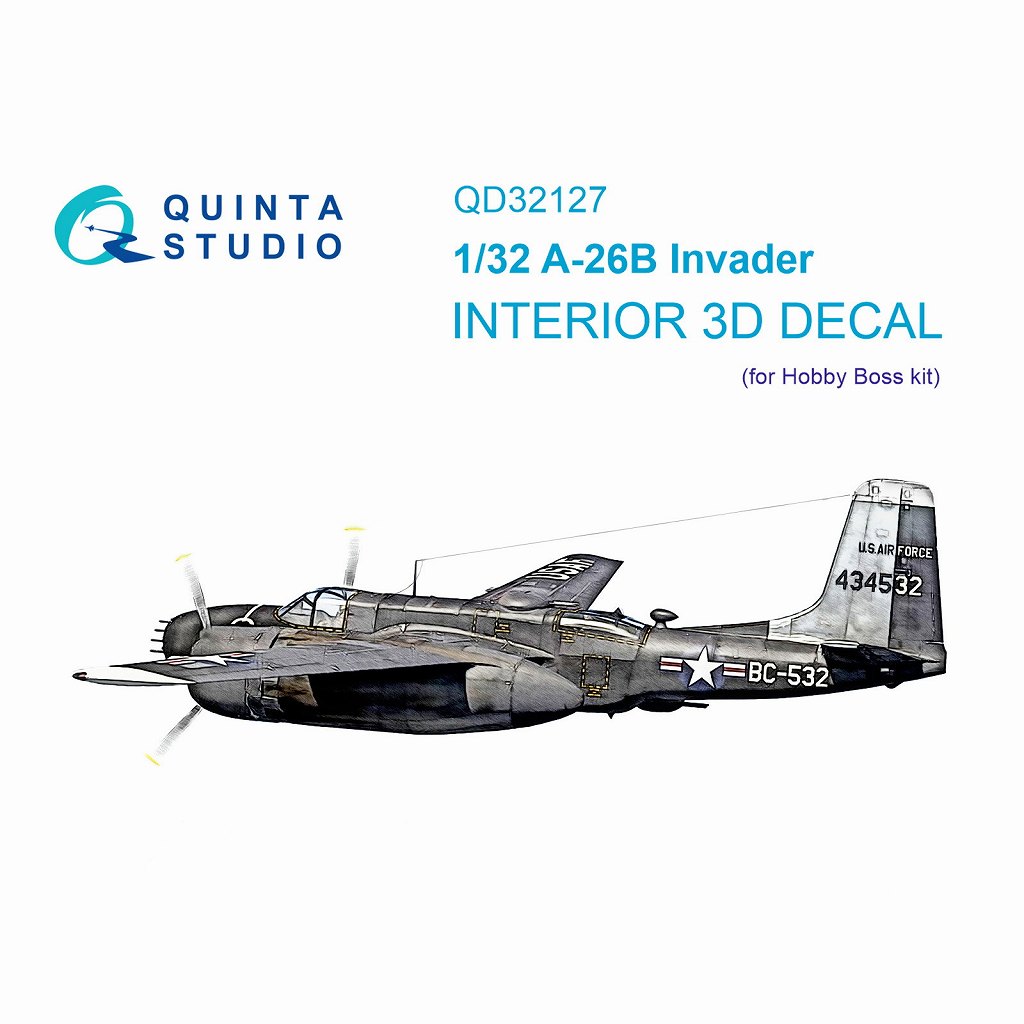 QD32127 1/32 ダグラス A-26B インベーダー 内装カラー3Dデカール(ホビーボス用)|飛行機用デカール|飛行機
