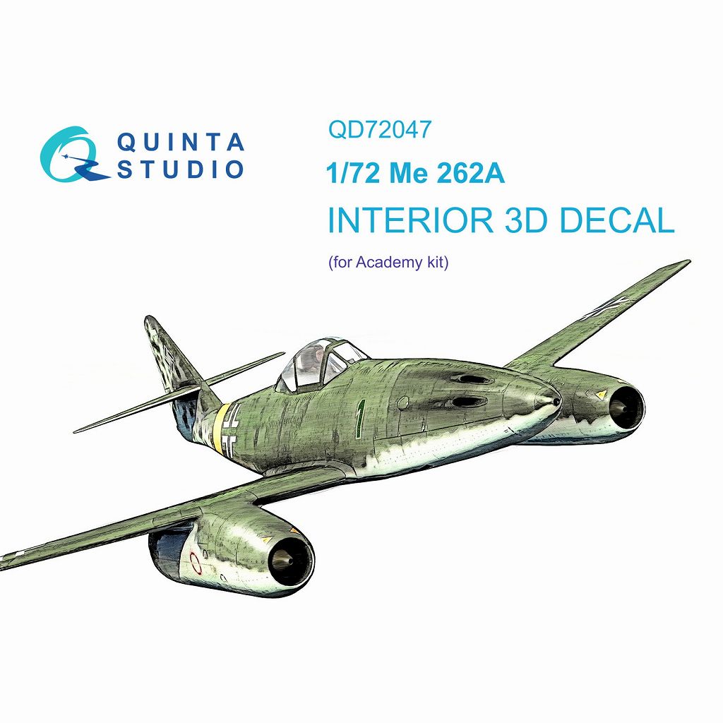 QD72047 1/72 メッサーシュミット Me262A シュワルベ 内装カラー3Dデカール(アカデミー用)|飛行機用デカール|飛行機