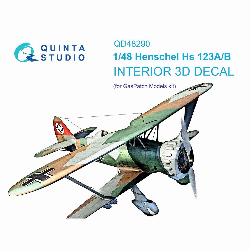 QD48290 1/48 ヘンシェル Hs123A/B 内装カラー3Dデカール(ガスパッチモデル用)|飛行機用デカール|飛行機