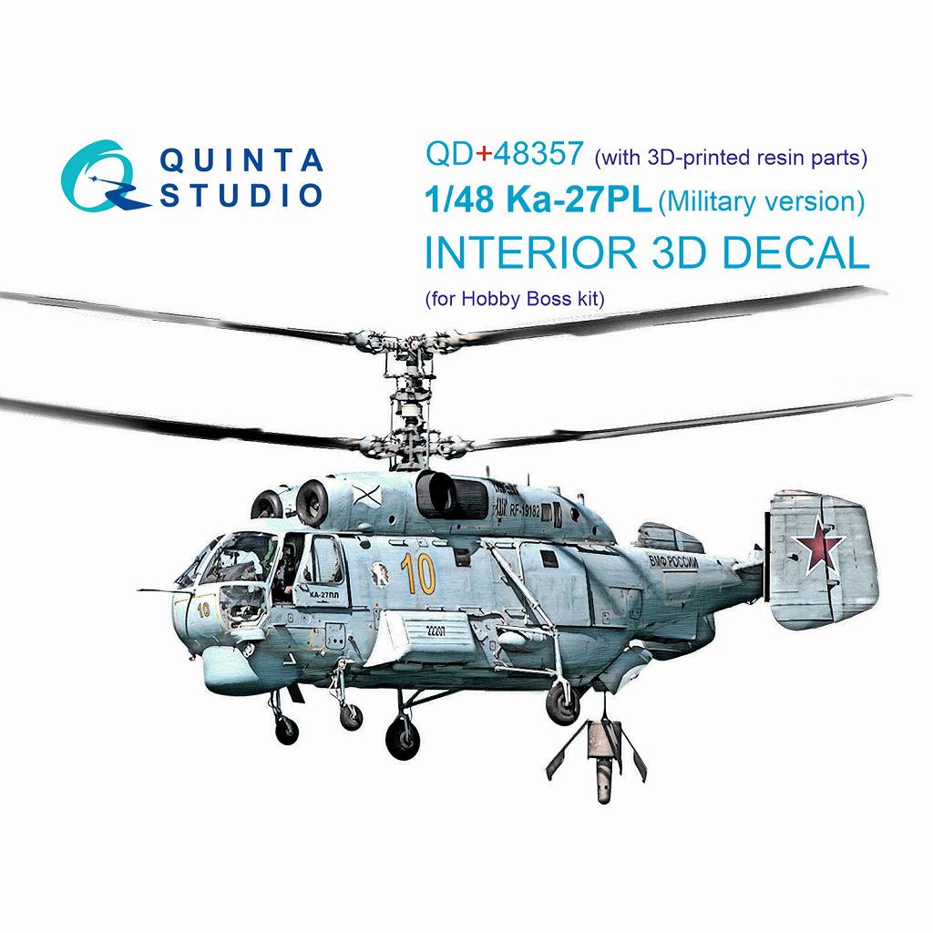 QD+48357 1/48 カモフ Ka-27PL ヘリックス 軍用型 内装カラー3Dデカール(ホビーボス用) 3Dプリント製パーツ付|飛行機用デカール|飛行機