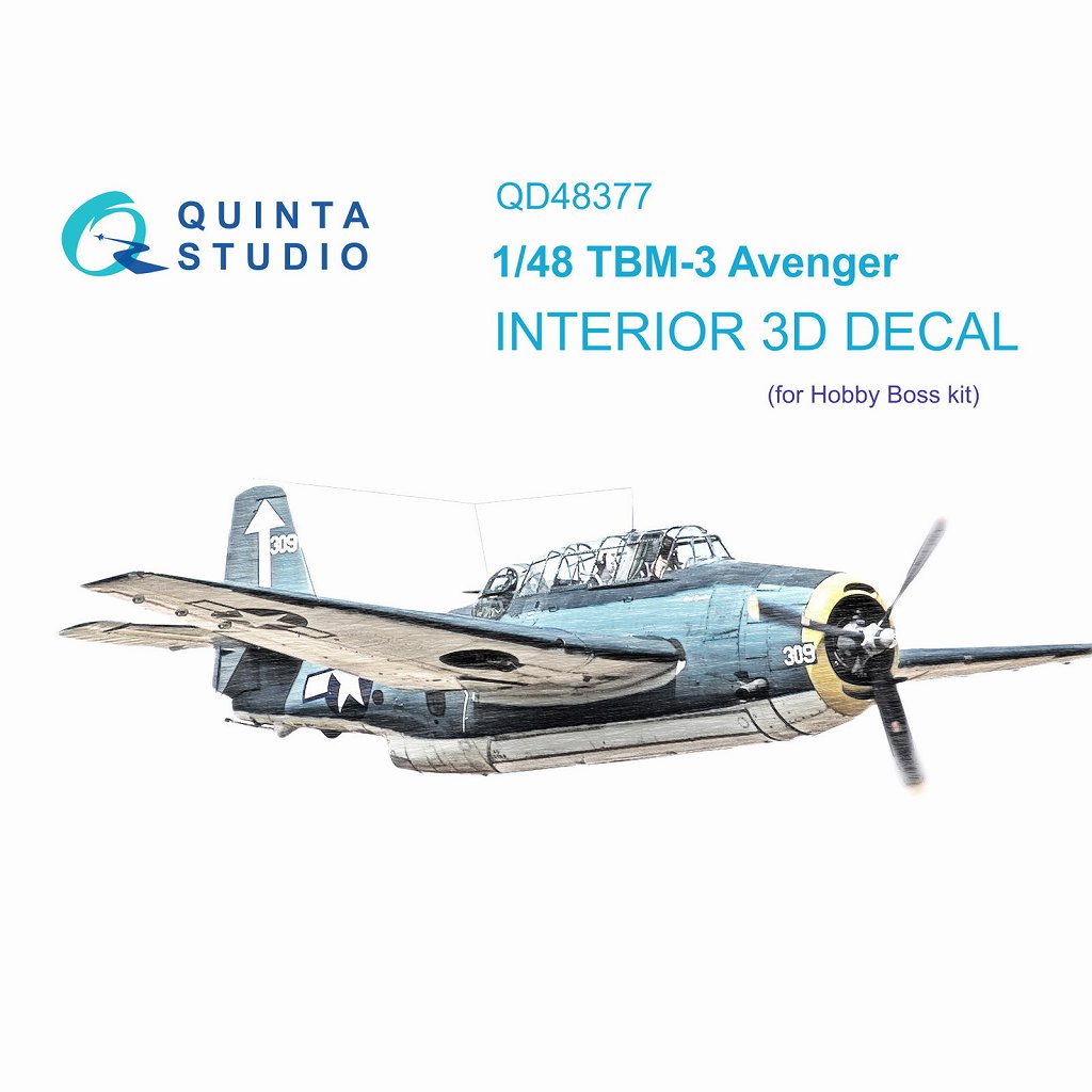 QD48377 1/48 グラマン TBM-3 アヴェンジャー 内装カラー3Dデカール(ホビーボス用)|飛行機用デカール|飛行機