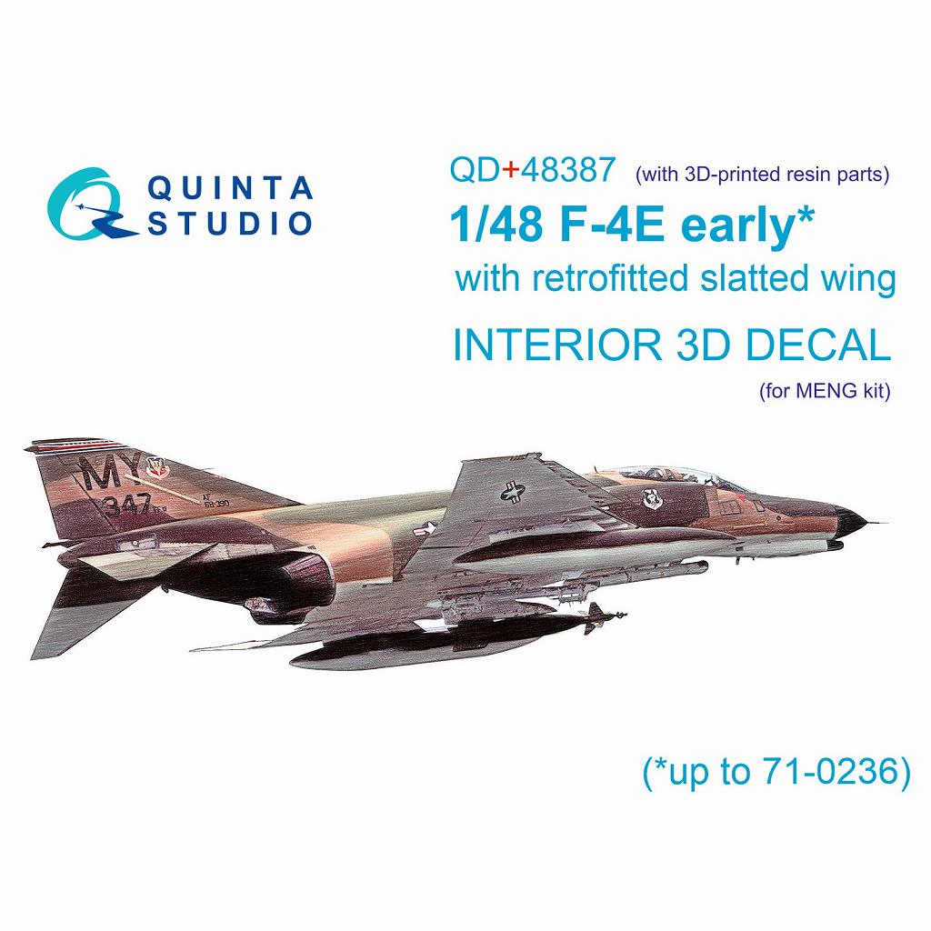 QD+48387 1/48 マクドネル・ダグラス F-4E 初期型 ファントムII 内装カラー3Dデカール(モンモデル用) 3Dプリント製パーツ付|飛行機用デカール|飛行機