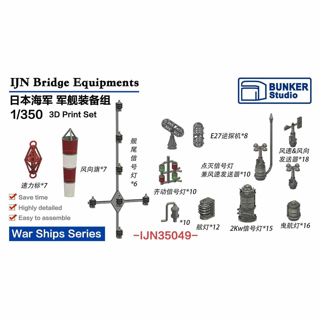 IJN35049 日本海軍 艦橋装備品セット【ネコポス規格外】|艦船用パーツ|艦船
