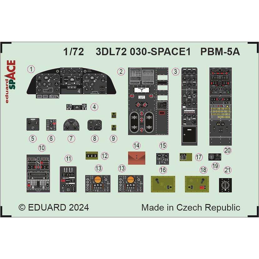 3DL72030 1/72 マーティン PBM-5A マリナー 「スペース」 内装3Dデカール w/エッチングパーツセット (アカデミー用)|飛行機用デカール|飛行機