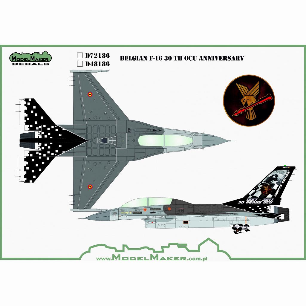 ModelMakerDecals 72186 ベルギー空軍 F-16 OCU 30周年記念