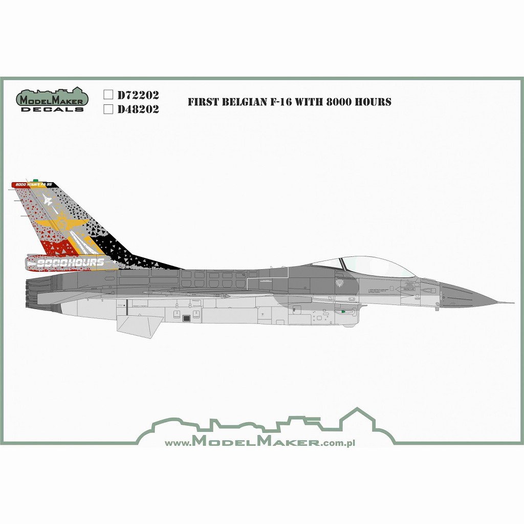 ModelMakerDecals 72202 �٥륮���������F-16AM (MLU) ���Ի���8000���ֵ�ǰ����