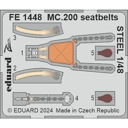 ヘルカイトの首領　エッチングfoil 1枚 FE1448 塗装済 1/48 MC.200 シートベルト (ステンレス製) (イタレリ用