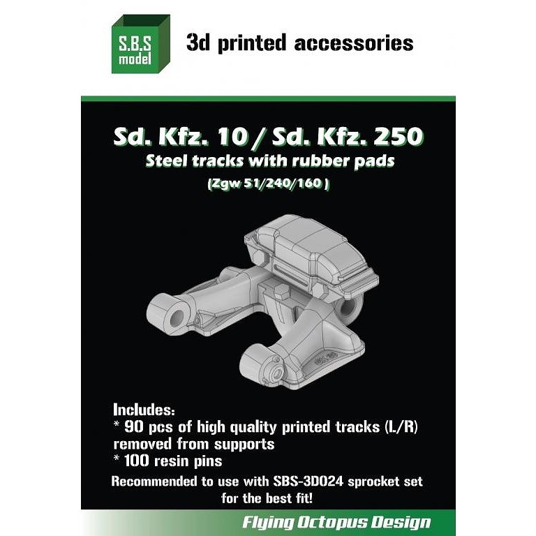 3D035 1/35 Sd.Kfz.10/Sd.Kfz.250 スチール履帯 w/ゴム製パッド (Zgw51/240/160)|AFV用パーツ|AFV