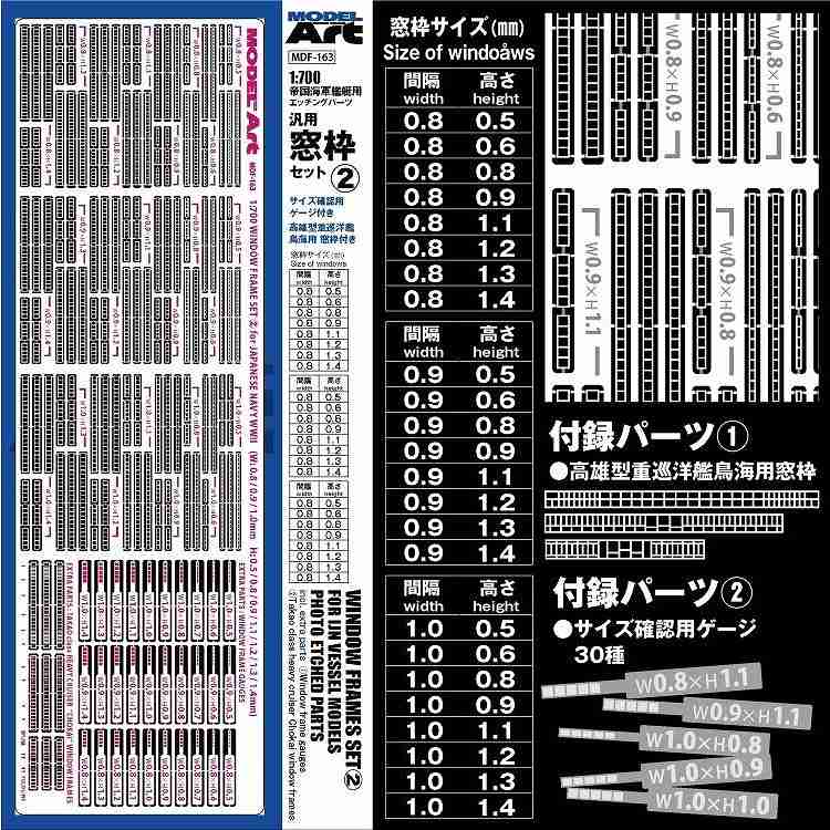 mdf-163 1/700 帝国海軍艦艇用エッチングパーツ汎用窓枠セット2
