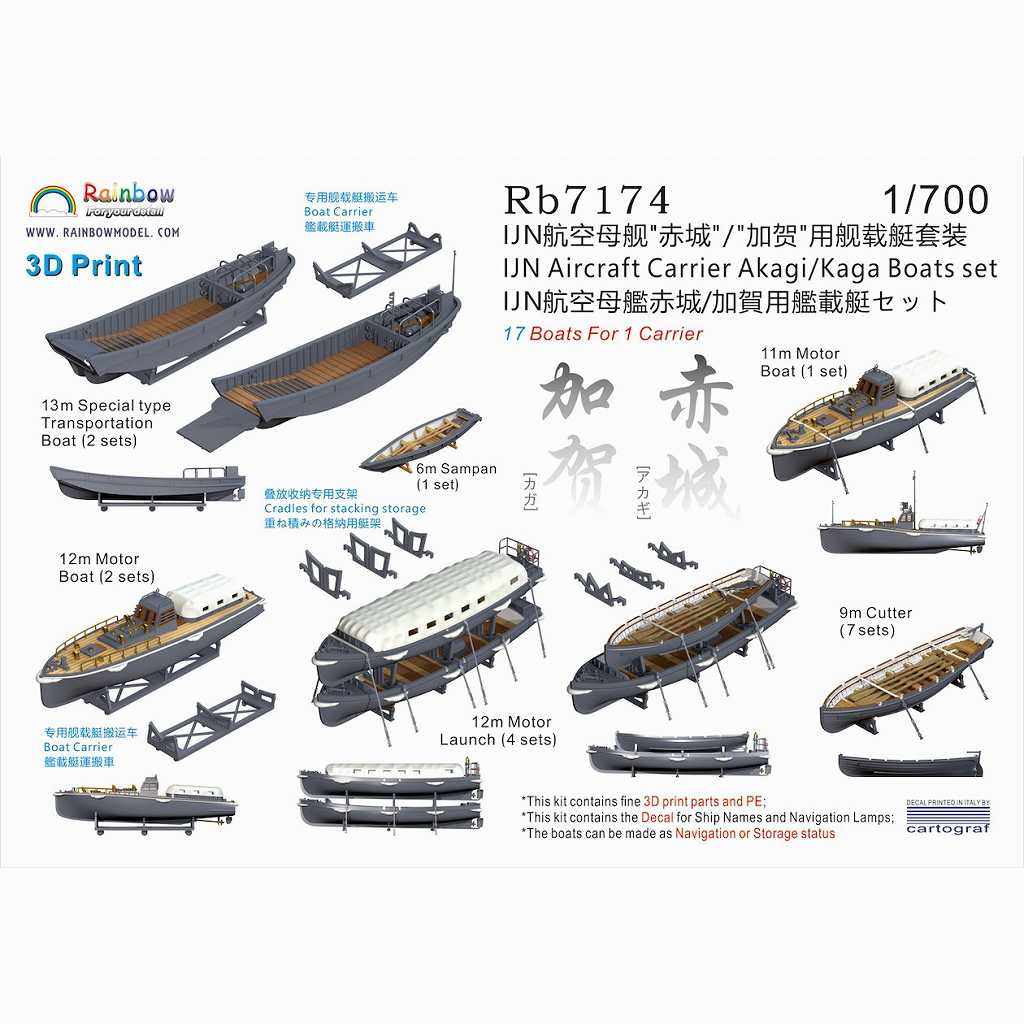 Rb7174 日本海軍 航空母艦 赤城/加賀用 艦載艇セット【ネコポス規格外