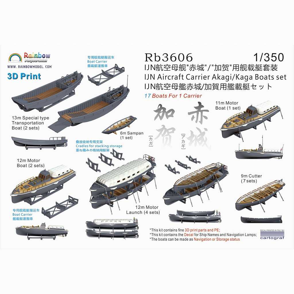 Rb3606 日本海軍 航空母艦 赤城/加賀用 艦載艇セット 【ネコポス規格外