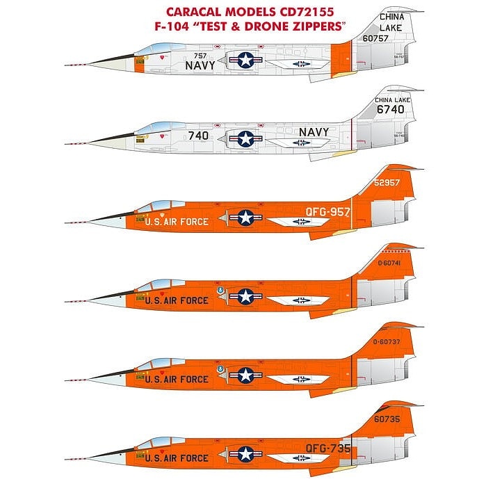 72155 ロッキード F-104 テスト& ドローンジッパーズ|飛行機用デカール|飛行機