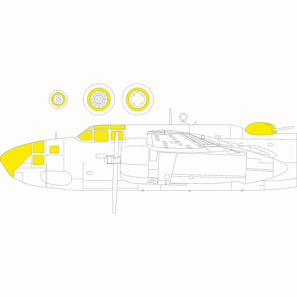 JX325 1/32 A-20J/K ハボック 「Tフェース」両面塗装マスクシール(HKモデル用)|飛行機用マスキングシール|飛行機