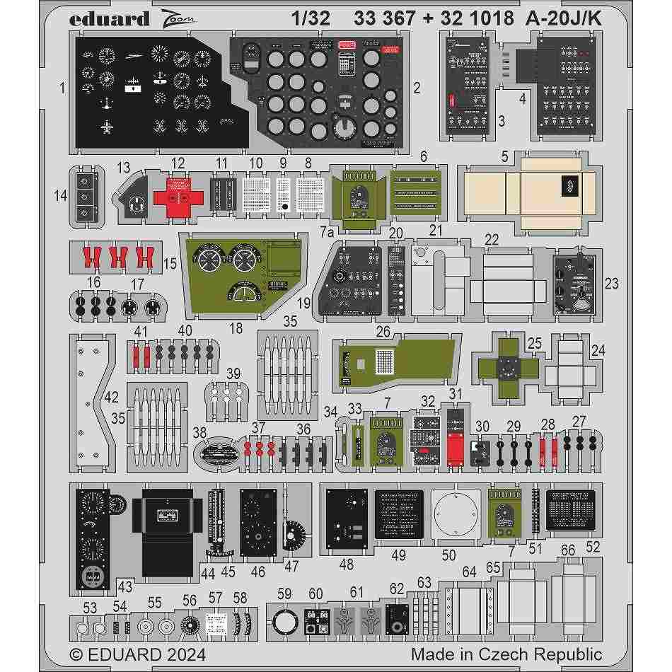33367 塗装済 1/32 A-20J/K ハボック ズームエッチングパーツ (HKモデル用)|飛行機用パーツ|飛行機
