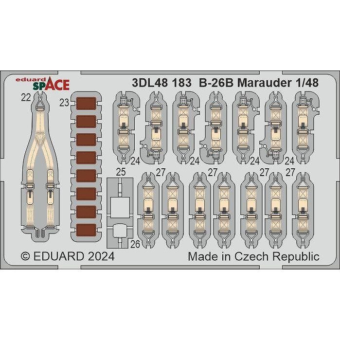 3DL48183 1/48 B-26B マローダー 「スペース」 内装3Dデカール w/エッチングパーツセット (ICM用)|飛行機用デカール|飛行機