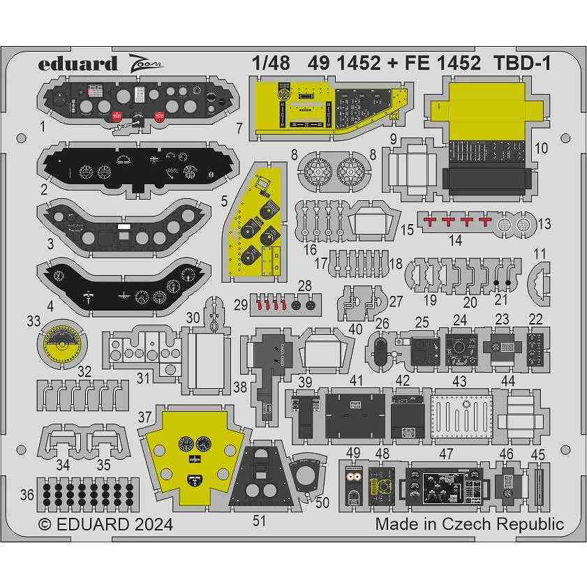 FE1452 塗装済 1/48 TBD-1 デバステーター ズームエッチングパーツ (ホビーボス用)|飛行機用パーツ|飛行機