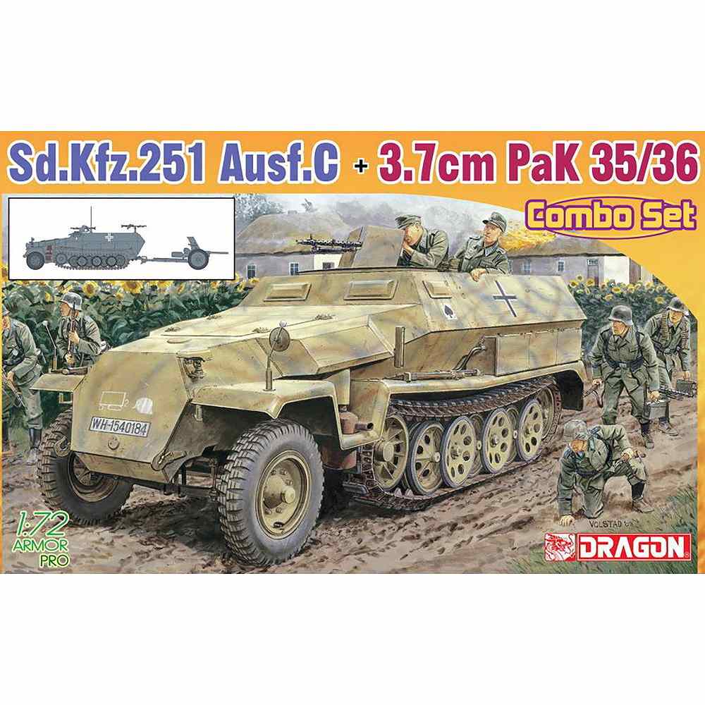 7611)1/72 WWII ドイツ軍 Sd.Kfz.251 Ausf.C & 3.7cm対戦車砲 PaK35/36
