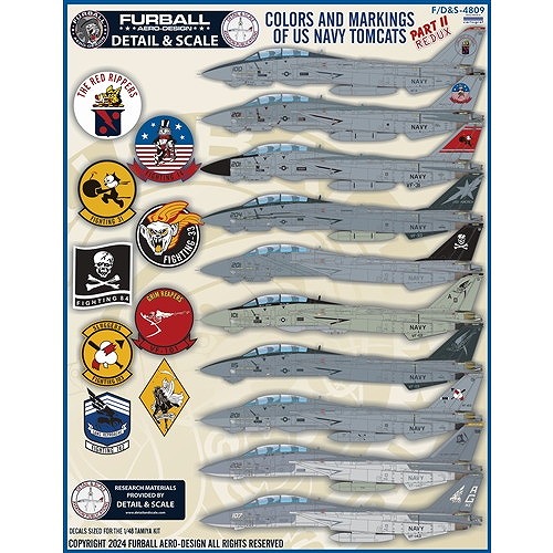 ディテール&スケール F/D&S-4809 F-14 トムキャット Pt.2|飛行機用デカール|飛行機