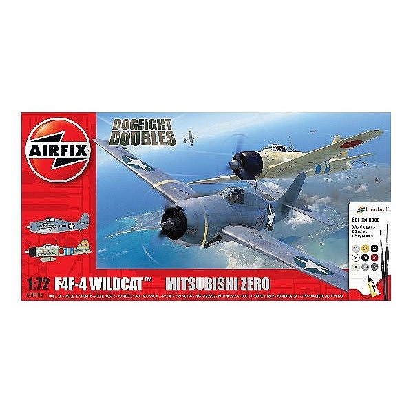 A050184 1/72 グラマン F4F-4 ワイルドキャット & 零戦 ドッグファイトダブル|第二次大戦の飛行機モデル|飛行機