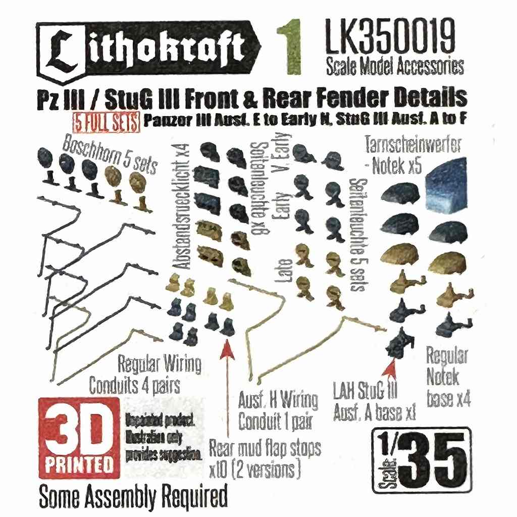 LK35019 WWII ドイツ III号戦車/III号突撃砲用フロント&リアフェンダーディテールセット|AFV用パーツ|AFV