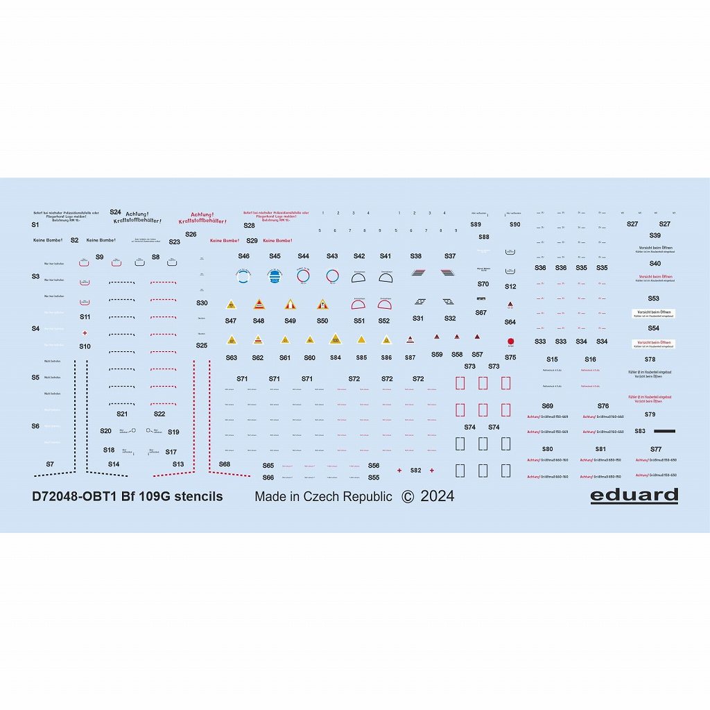 【再入荷】D72048 1/72 メッサーシュミット Bf109G データステンシルデカール (エデュアルド用)|飛行機用デカール|飛行機