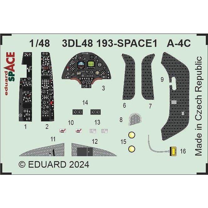 3DL48193 1/48 A-4C スカイホーク 「スペース」 内装3Dデカール w/エッチングパーツセット (ハセガワ用)|飛行機用デカール|飛行機
