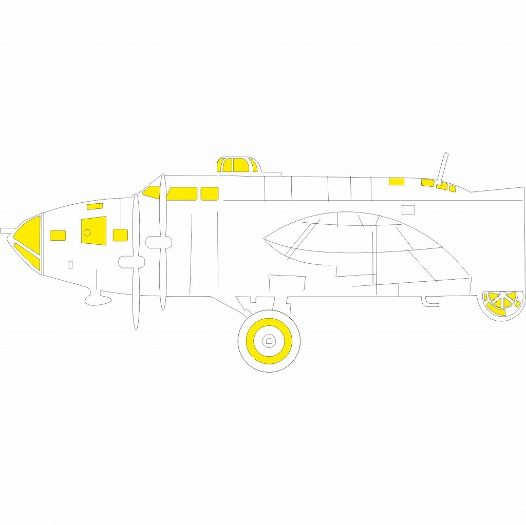 EX1069 1/48 ボーイング B-17F フライングフォートレス 機首 (パーツX用) 「Tフェース」両面塗装マスクシール (エデュアルド用)|飛行機用マスキングシール|飛行機