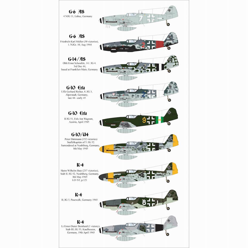 【再入荷】72D029 メッサーシュミット Bf109 Vol.2 第2次大戦後期|飛行機用デカール|飛行機