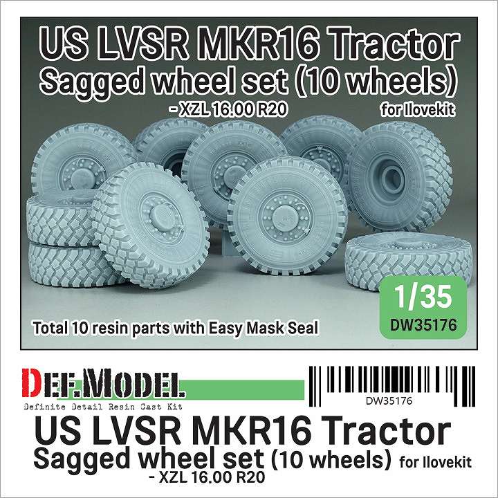 DW35176 1/35 アメリカ LVSR MKR16 トラクター 自重変形タイヤセット|AFV用パーツ|AFV