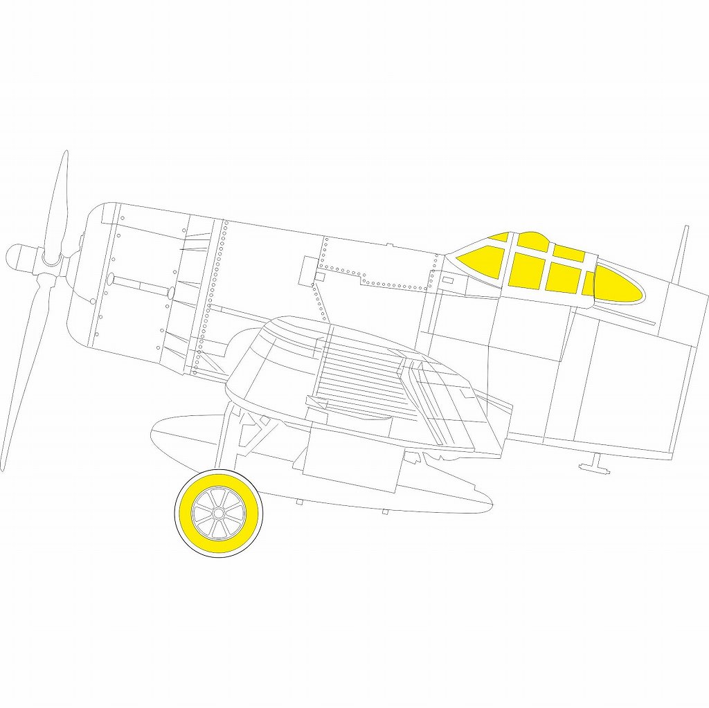 EX1080 1/48 ヴォート F4U-2 コルセア 塗装マスクシール (ホビーボス用)|飛行機用マスキングシール|飛行機