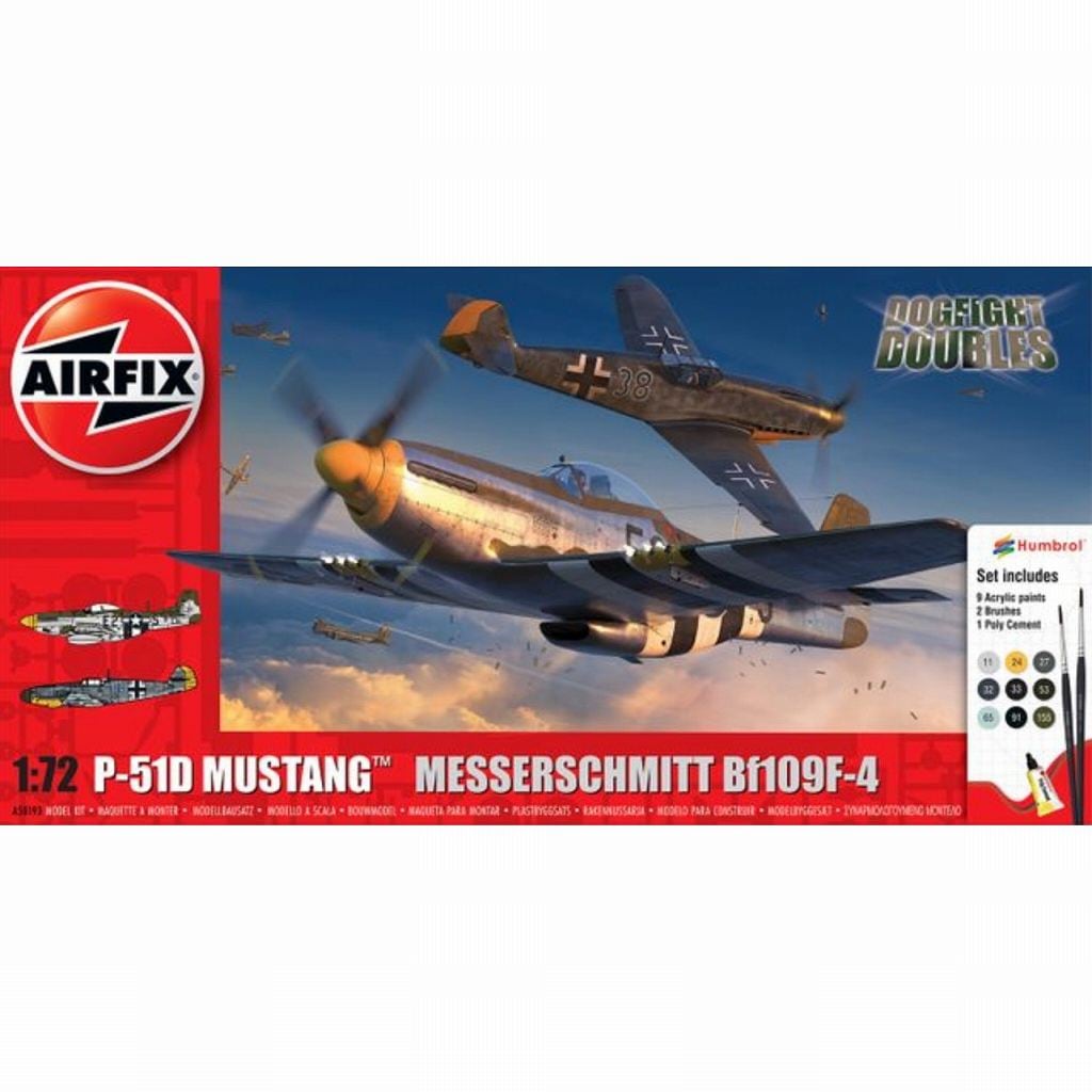 A50193 1/72 P-51D マスタング vs メッサーシュミット Bf109F-4 コンボ|第二次大戦の飛行機モデル|飛行機