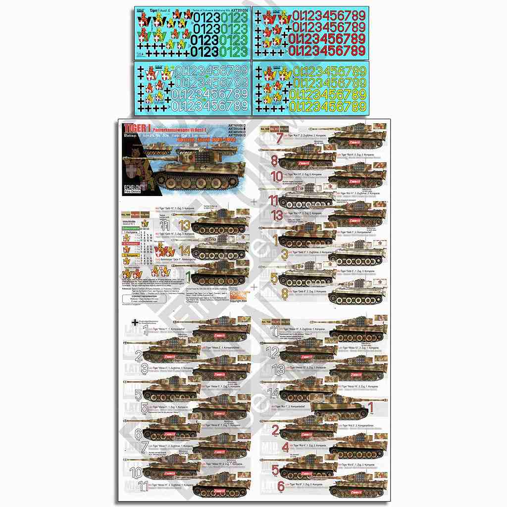 AXT351056 1/35 WWII ドイツ 第506重戦車大隊のタイガーI重戦車 東部戦線 1943年|AFV用デカール|AFV