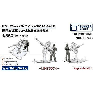 IJN35074 1/350 日本海軍 九六式25mm高角機銃用高角砲員E (10ポーズ・100体)【ネコポス規格外】|艦船用パーツ|艦船