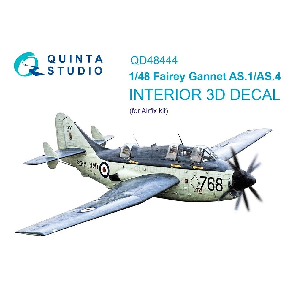 QD48444 1/48 フェアリー ガネット AS.1/AS.4 内装カラー3Dデカール (エアフィックス用)|飛行機用デカール|飛行機