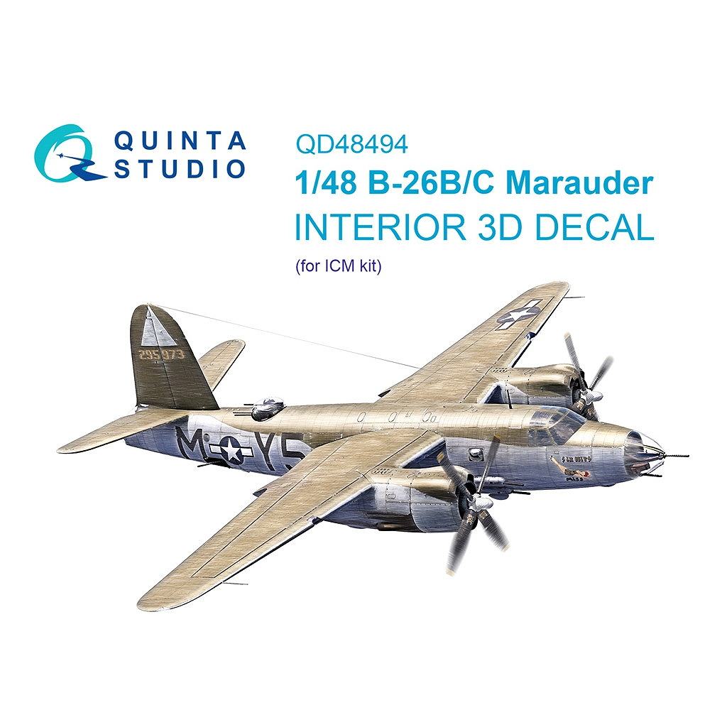 QD48494 1/48 マーティン B-26B/C マローダー 内装カラー3Dデカール (ICM用)|飛行機用デカール|飛行機