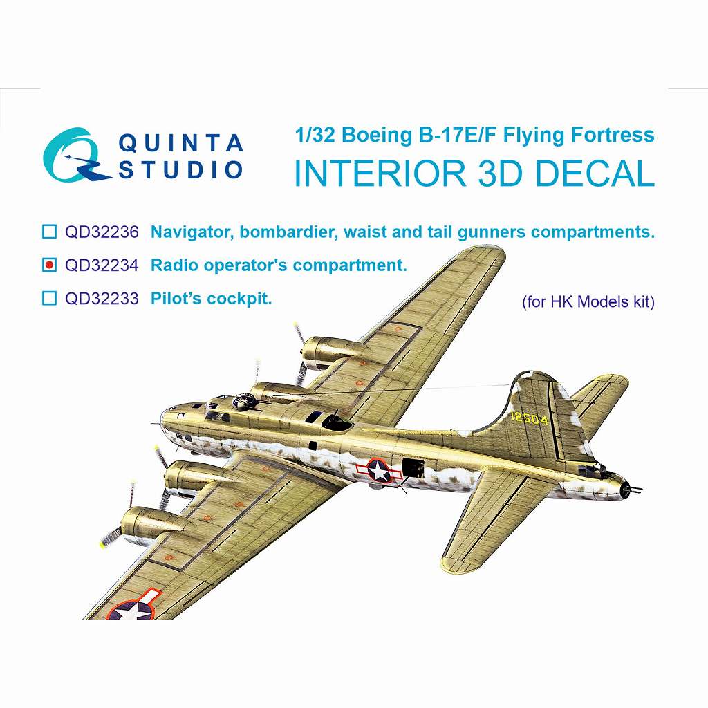 QD32234 1 32 ボーイング B-17E F フライングフォートレス 通信士席 内装カラー3Dデカール HKモデル用 -ミリタリースケールモデル専門店