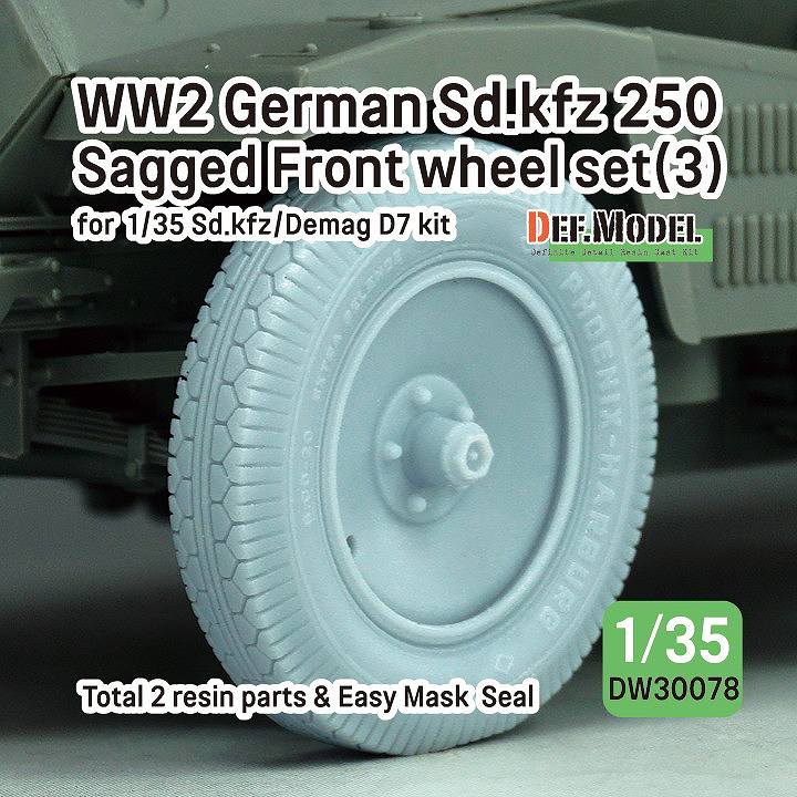 DW30078 1/35 WWII ドイツ Sd.Kfz.250 自重変形タイヤセット 3 (各社Sd.Kfz.250、デマーグ D7用)|AFV用パーツ|AFV