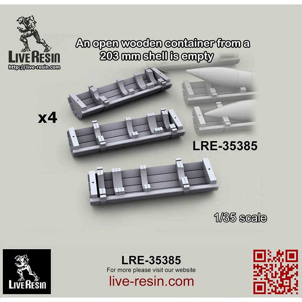 LRE-35385 An open wooden container from a 203 mm shell is empty
