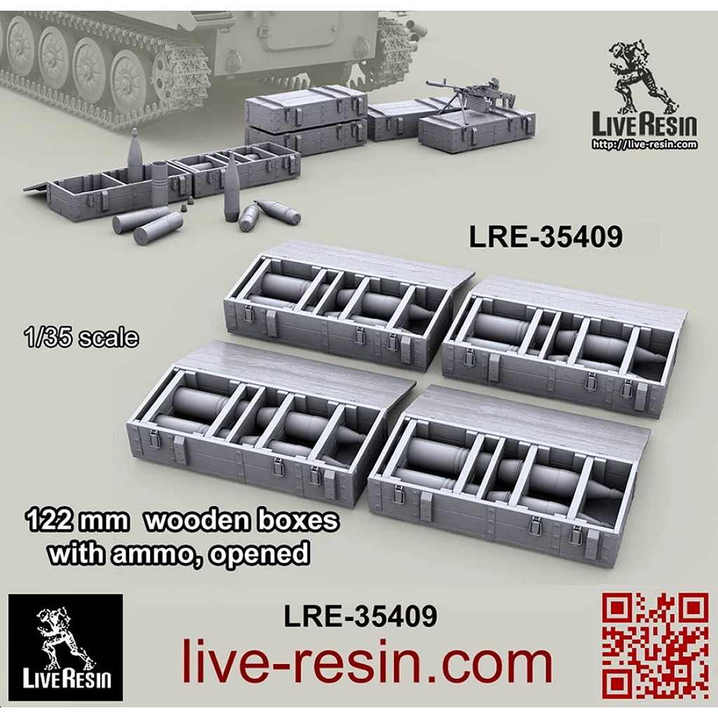 LRE-35409 122 mm  wooden boxes with ammo, opened