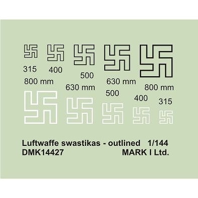DMK14427 WWII ドイツ空軍 スワスチカ アウトライン|飛行機用デカール|飛行機