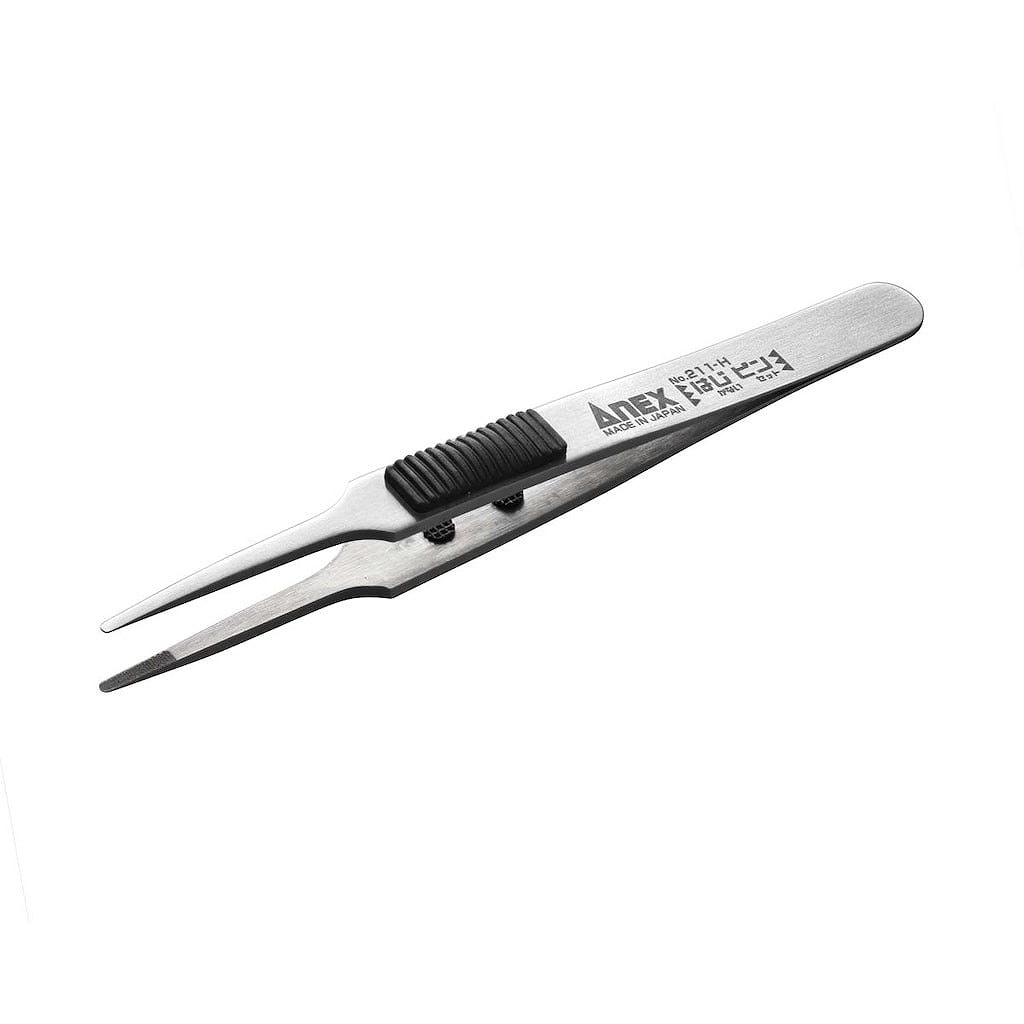 211-H ラバーグリップ付 ステンレスピンセット【はじピン】先丸型120mm