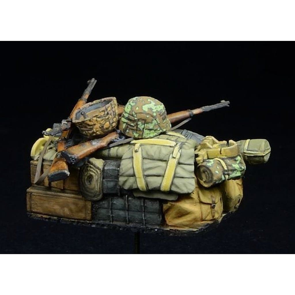ドイツ軍 フィギュア  3体 60mm 約1/35 DD35276 1/35 WWII ドイツ 8cm迫撃砲34 積荷セット(荷台付三輪自転車