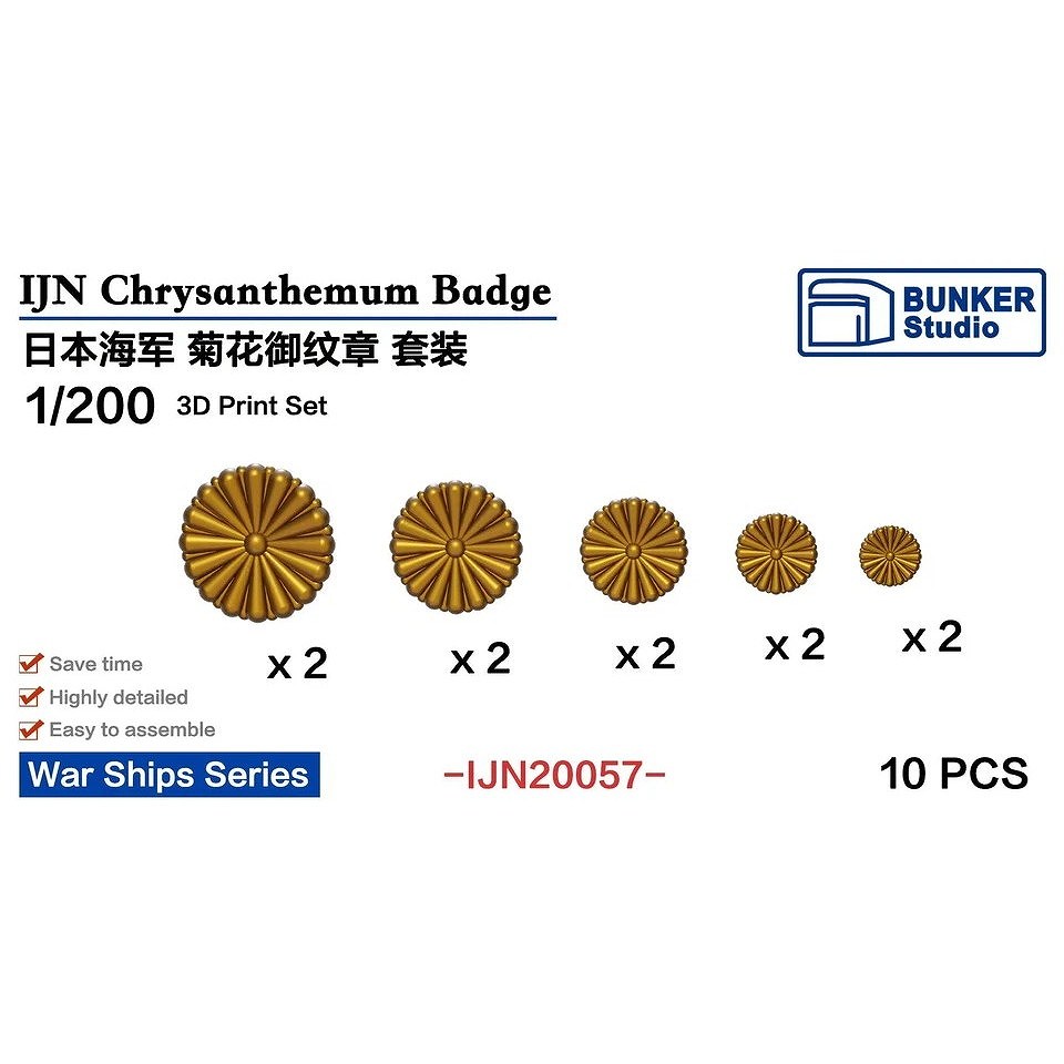 IJN20057 日本海軍 菊花紋章セット【ネコポス規格外】|艦船用パーツ|艦船