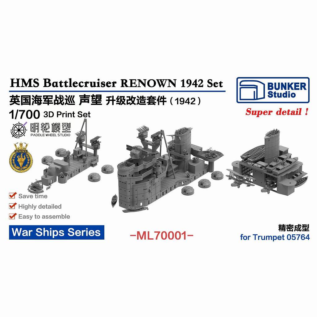 ML70001 WWII 英海軍 巡洋戦艦 レナウン 1942 アップグレードセット