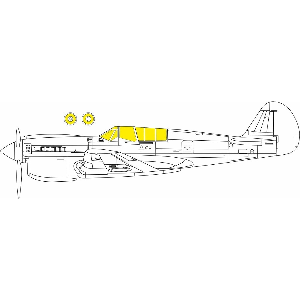 EX1130 1/48 カーチス P-40N ウォーホーク 「Tフェース」両面塗装マスクシール(エデュアルド用)|飛行機用マスキングシール|飛行機