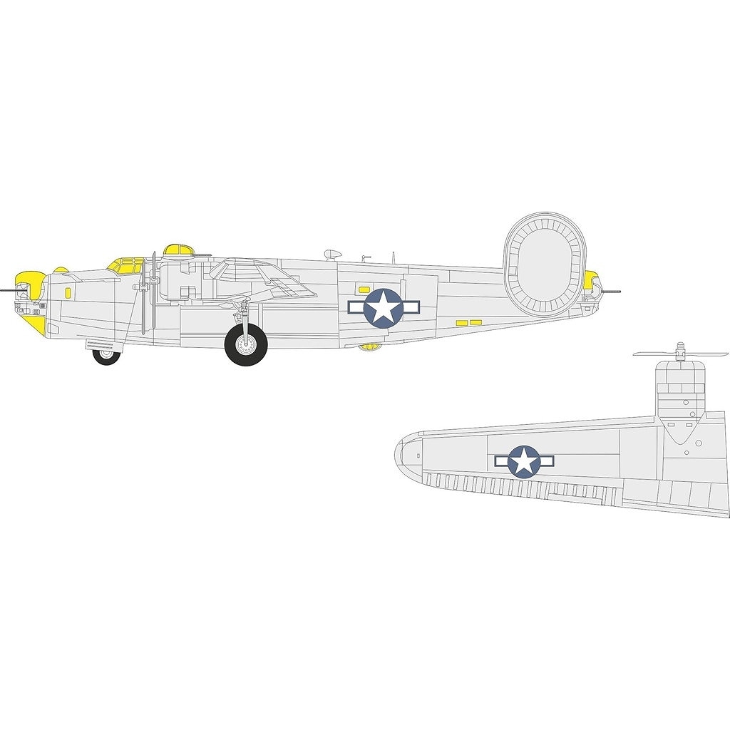 CX696 1/72 コンソリデーテッド B-24J リベレーター 米軍国籍マーク塗装マスクシール (ハセガワ用)|飛行機用マスキングシール|飛行機