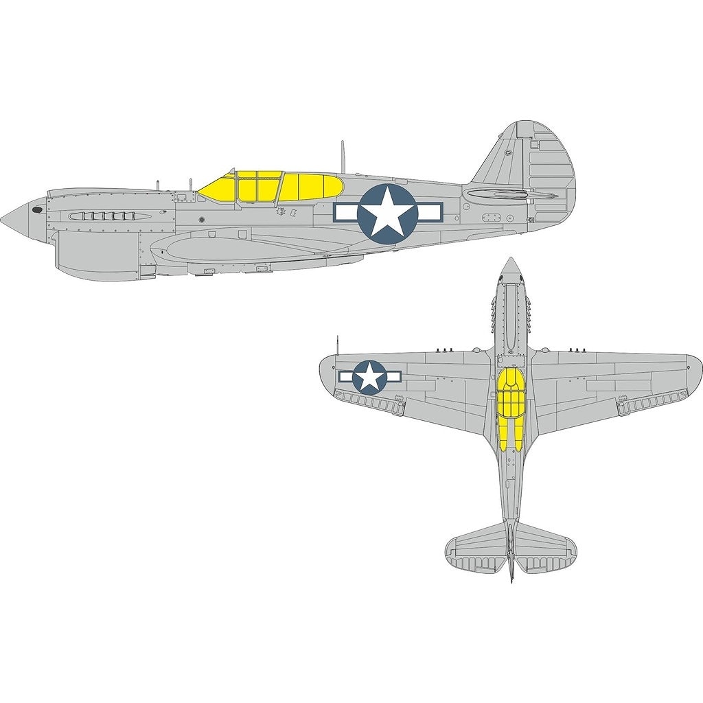 EX1134 1/48 カーチス P-40N ウォーホーク 米軍国籍マーク塗装マスクシール(エデュアルド用)|飛行機用マスキングシール|飛行機