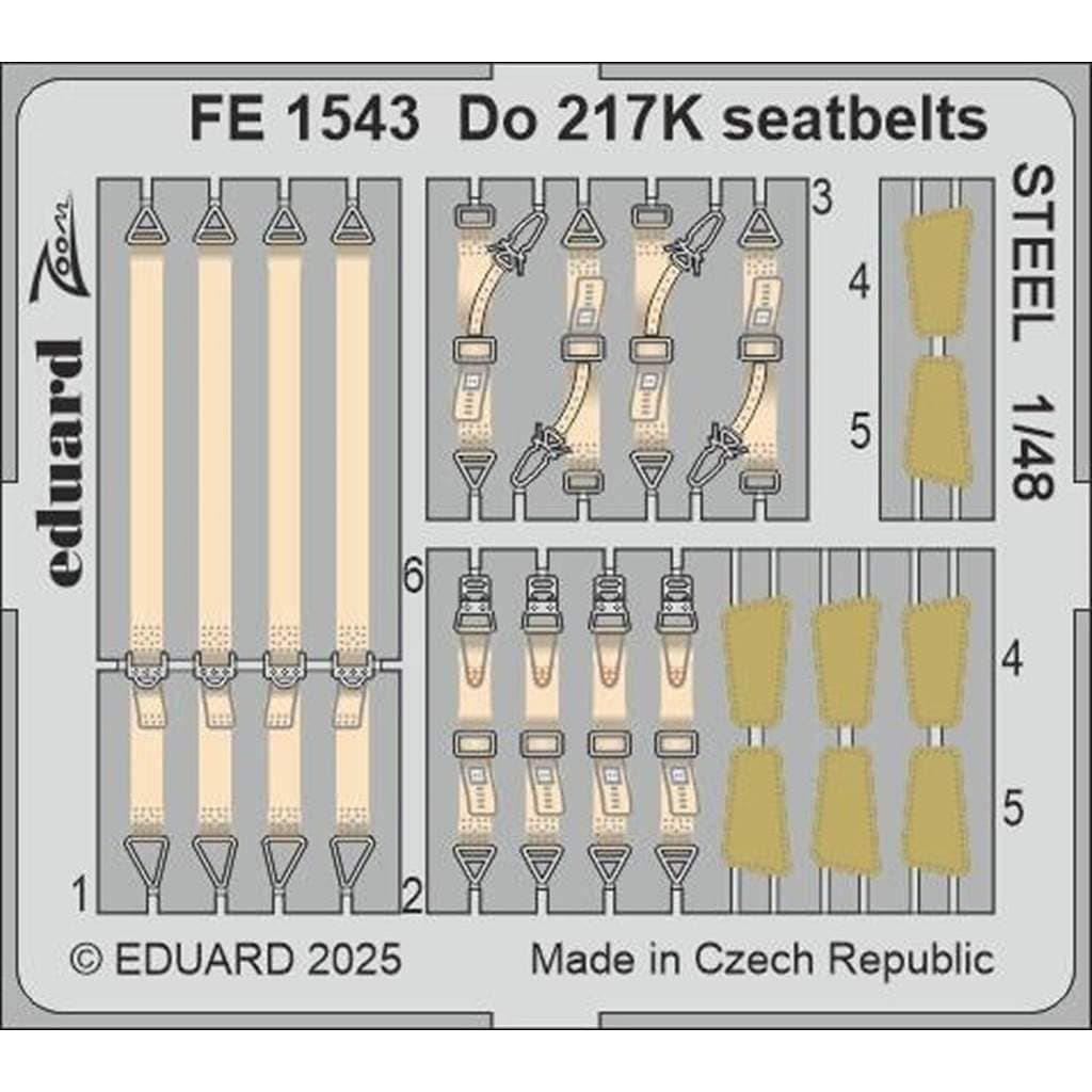 FE1543 塗装済 1/48 ドルニエ Do217K シートベルト (ステンレス製) (ICM用)|飛行機用パーツ|飛行機