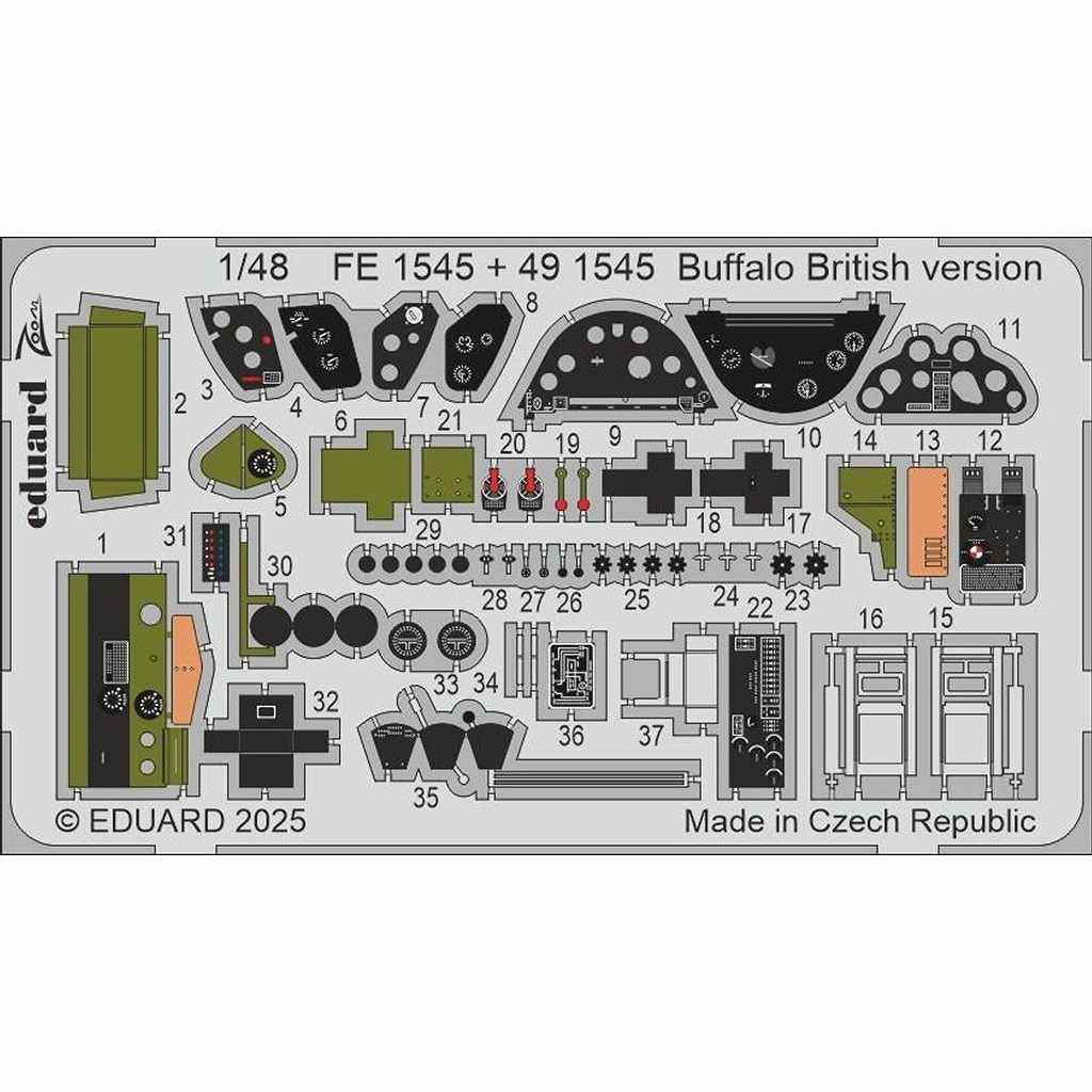 FE1545 塗装済 1/48 ブリュースター バッファロー (英軍型)ズームエッチングパーツ (タミヤ用)|飛行機用パーツ|飛行機