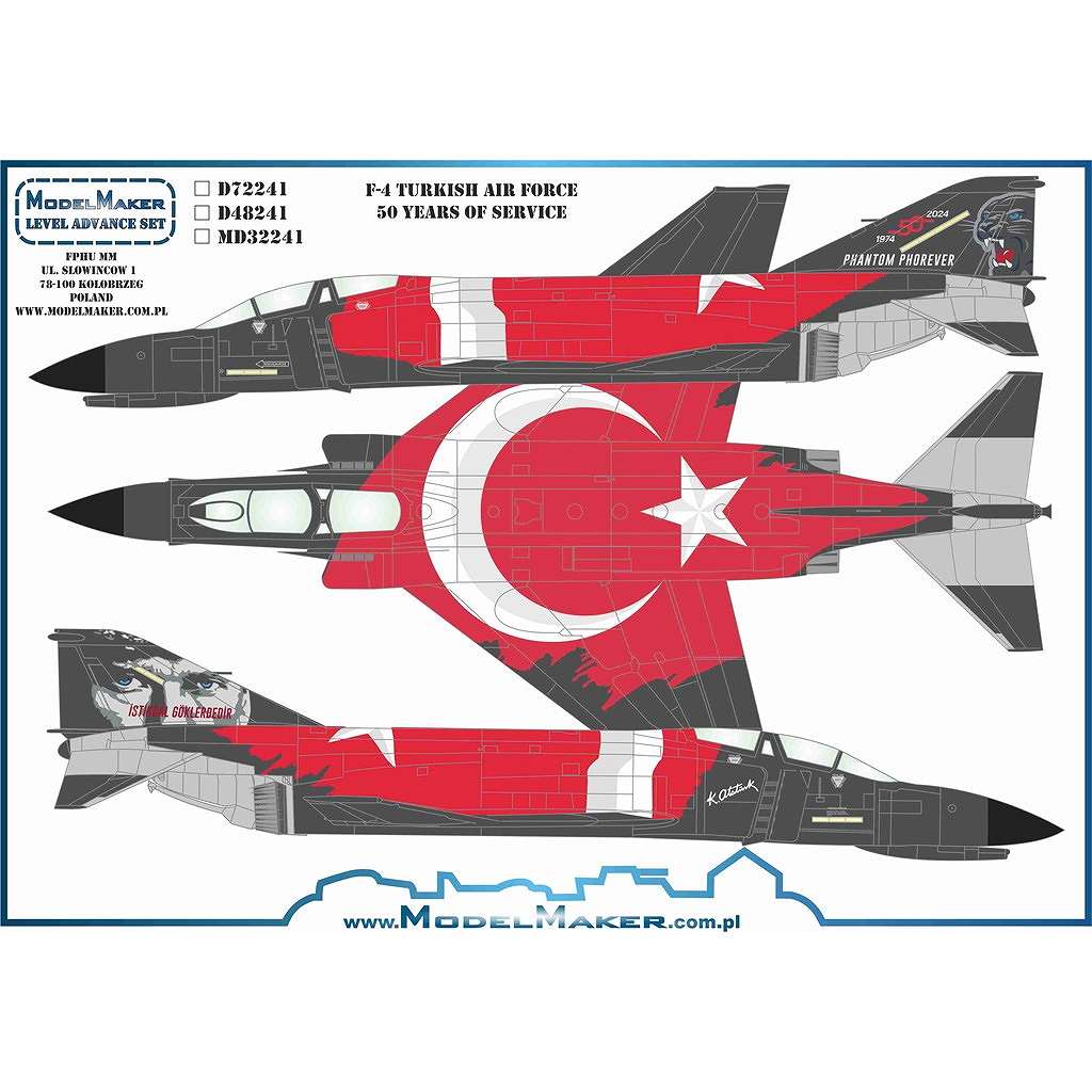 モデルメーカーデカール D72241 トルコ空軍 50周年記念 F-4 ファントムII|飛行機用デカール|飛行機